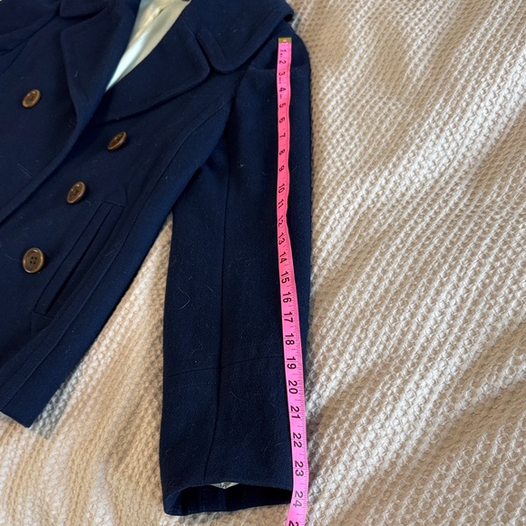J Crew Wool Blend Short Navy Women's Pea Coat - Picture 7 of 8